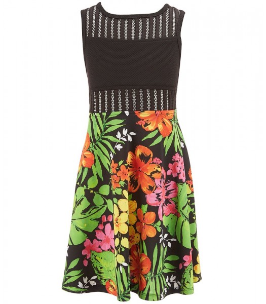 bonnie jean black/multi floral skirt dress