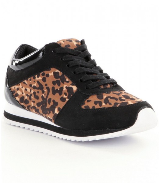 gb girls black wt animal print sneakers wt lace