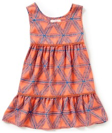 gb girls neon coral printed tiered sleeveless top 