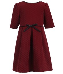honey and rose burgundy/wine quilted skater dress wt bow 