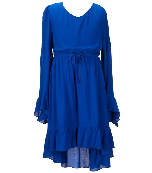gb girls cobalt blue bell-sleeve ruffle hi-low dress