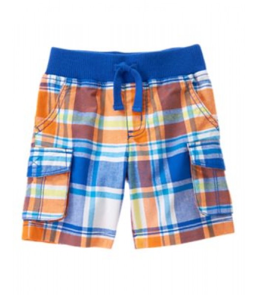 crazy8 wht/orange/blue check cargo shorts