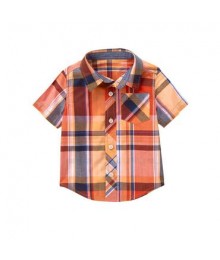 gymboree orange cross pocke plaid s/s shirt 
