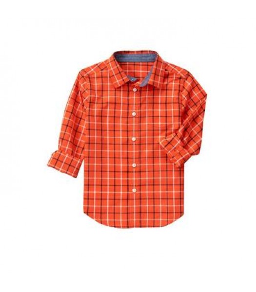 gymboree orange wt grey plaid l/s shirt 