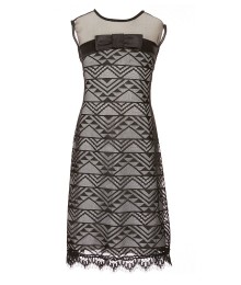 Teeze Me Girl Black Lace Illusion Dress With Nude Underlay