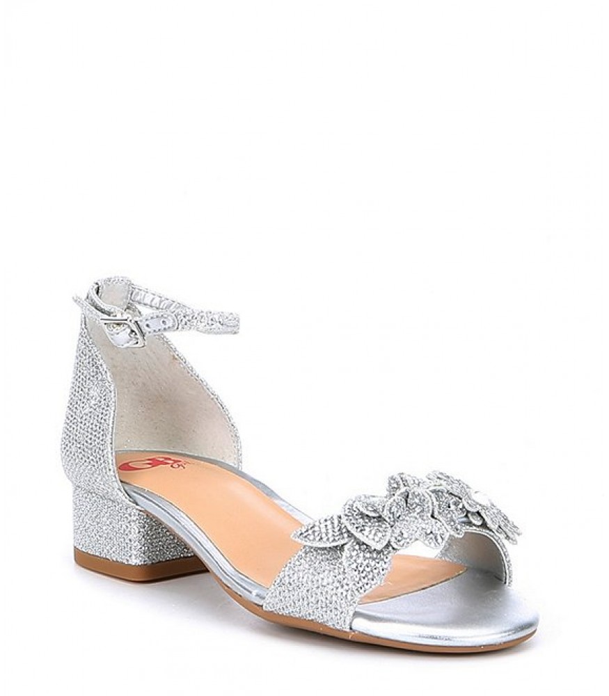 silver ankle strap block heels