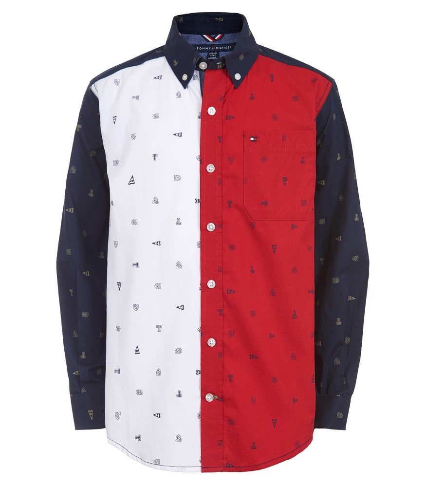 white and red tommy hilfiger shirt
