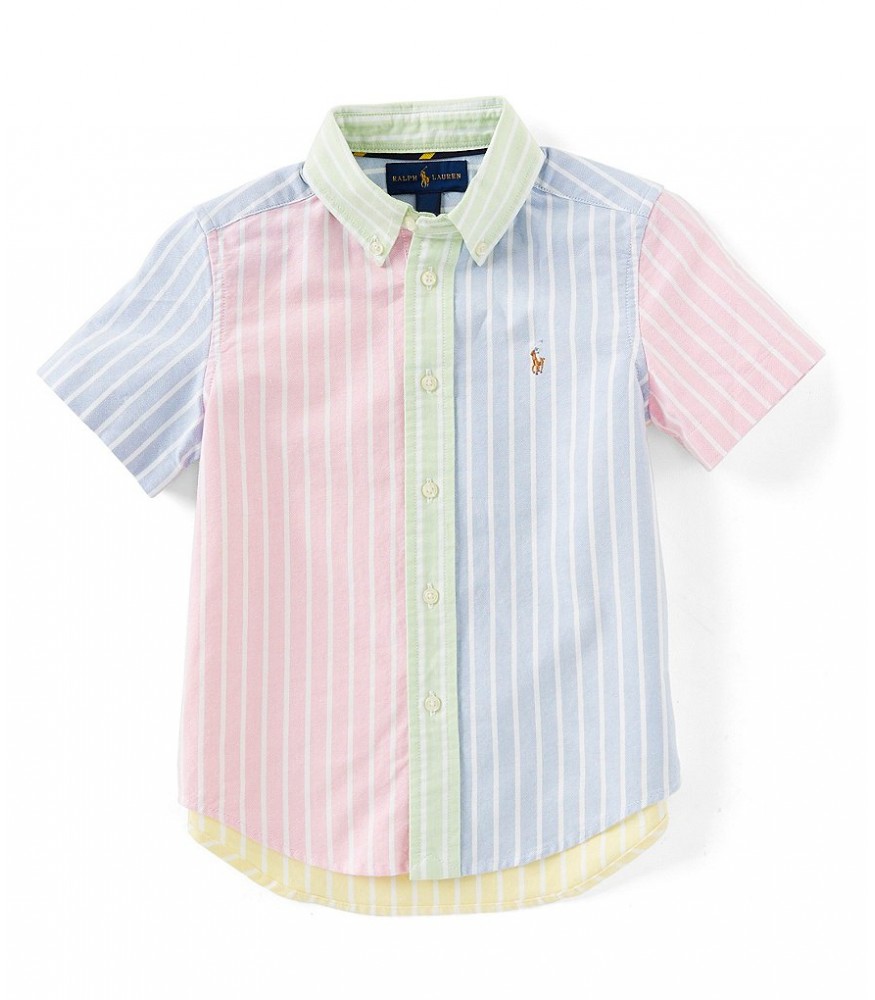 Polo Ralph Lauren Pink/Green/Blue/Yellow/White Multi Stripe Short Sleeve  Shirt