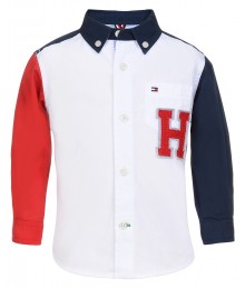 Tommy Hilfiger White/Red/Blue L/S Coloe Block Shirt 