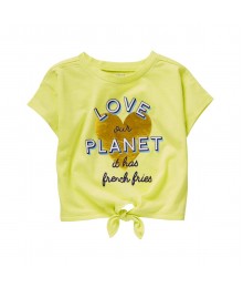 Crazy 8 Lemon Green Love Our Planet Tie-Front Heart Tee 