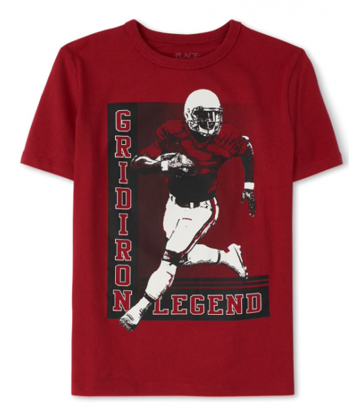 Childrens Place Red American Football Player Graphic Tee
