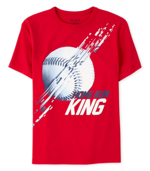 Childrens Place Red Baseball Home Run King Graphic Tee