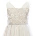Bonnie Jean Ivory Shirred Shoulder Beaded Waist Dress 