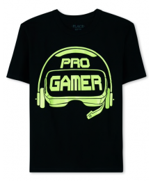 Childrens Place Black Pro Gamer Graphic Tee 