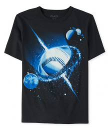 Childrens Place Navy Space Baseball Graphic Tee