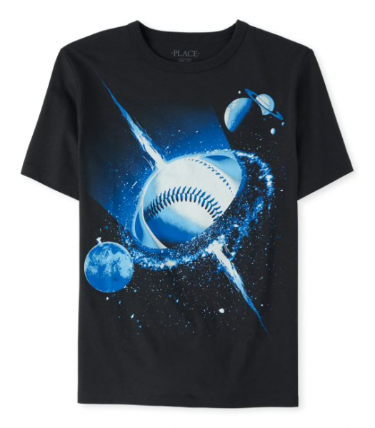 Childrens Place Navy Space Baseball Graphic Tee