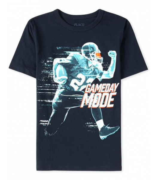 Childrens Place Navy Game Day Mode Graphic Tee.