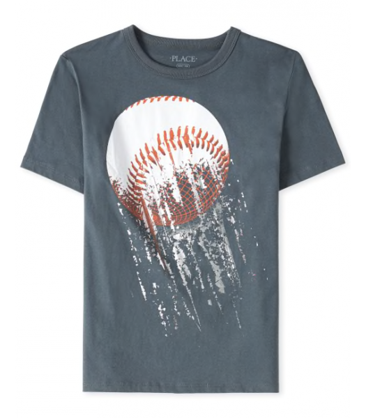 Childrens Place Grey Cricket Ball Graphic Tee