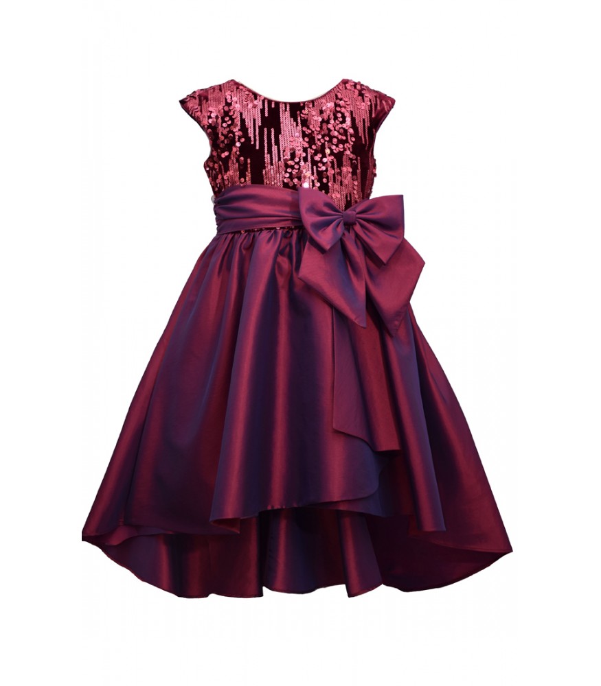 Bonnie Jean Burgundy Sequin High Low Dress Bonnie Jean Burgundy Sequin High Low Dress