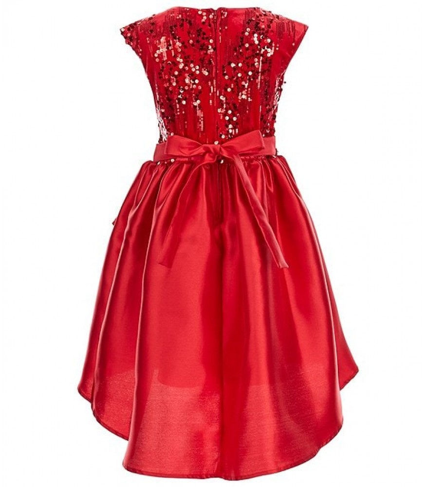 Bonnie Jean Red Sequin Embellished Velvet Bodice Fit & Flare Dress (Plus Size) Bonnie Jean Red Sequin Embellished Velvet Bodice Fit & Flare Dress (Plus Size)