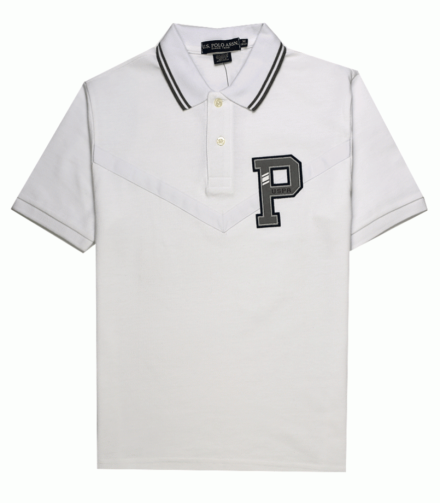 Uspa White With Grey P Crest Polo Shirt