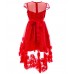 Rare Editions Red Illusion Glitter Mesh/ Soutache High Low Dress 