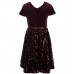 Xtraordinary Burgundy Velvet Sequin Fit And Flare Dress
