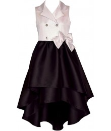 Bonnie Jean White/Black Tuxedo High Low Dress