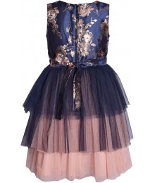 Bonnie Jean Navy Tiered Mesh Dress