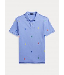 Polo Ralph Lauren Sky Blue With Multi Allover Pony Polo Shirt