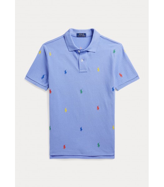 Polo Ralph Lauren Sky Blue With Multi Allover Pony Polo Shirt