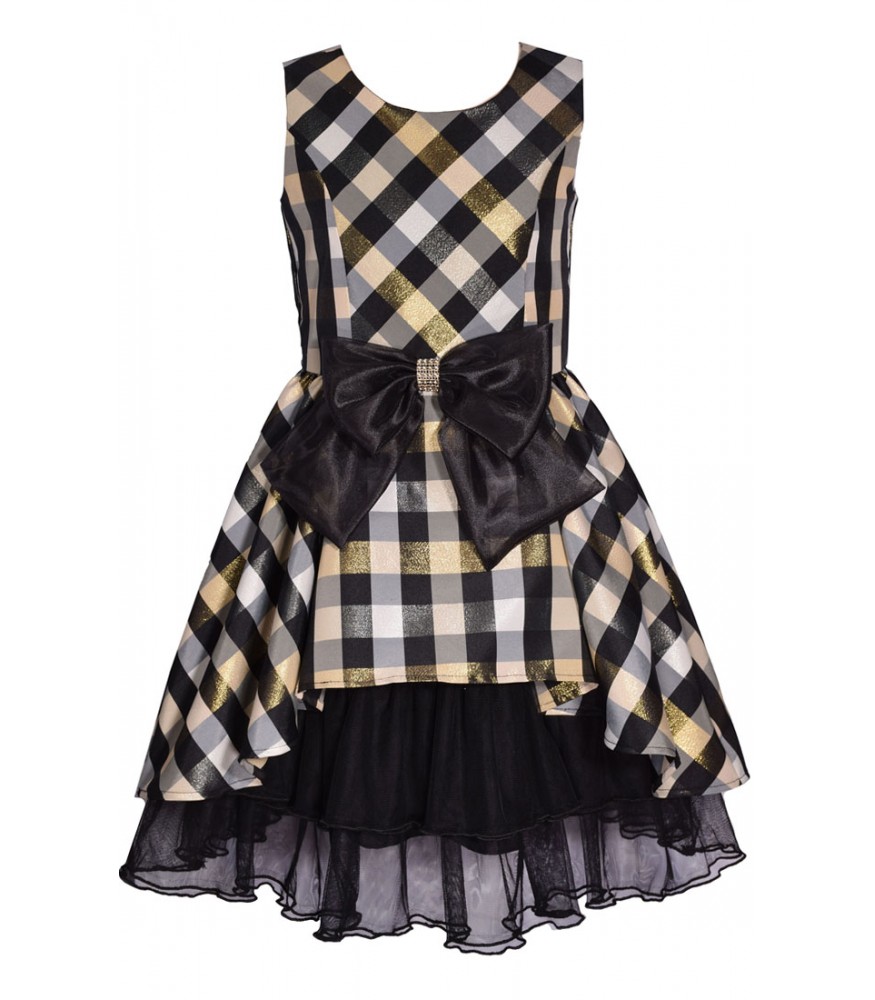 gold and black checkered dress ASTR the Label | Emalee Plaid A-Line Midi Dress in Butter Yellow Plaid