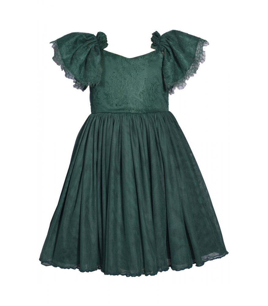 Bonnie Jean Green Lace Flutter Party Dress Bonnie Jean Green Lace Flutter Party Dress