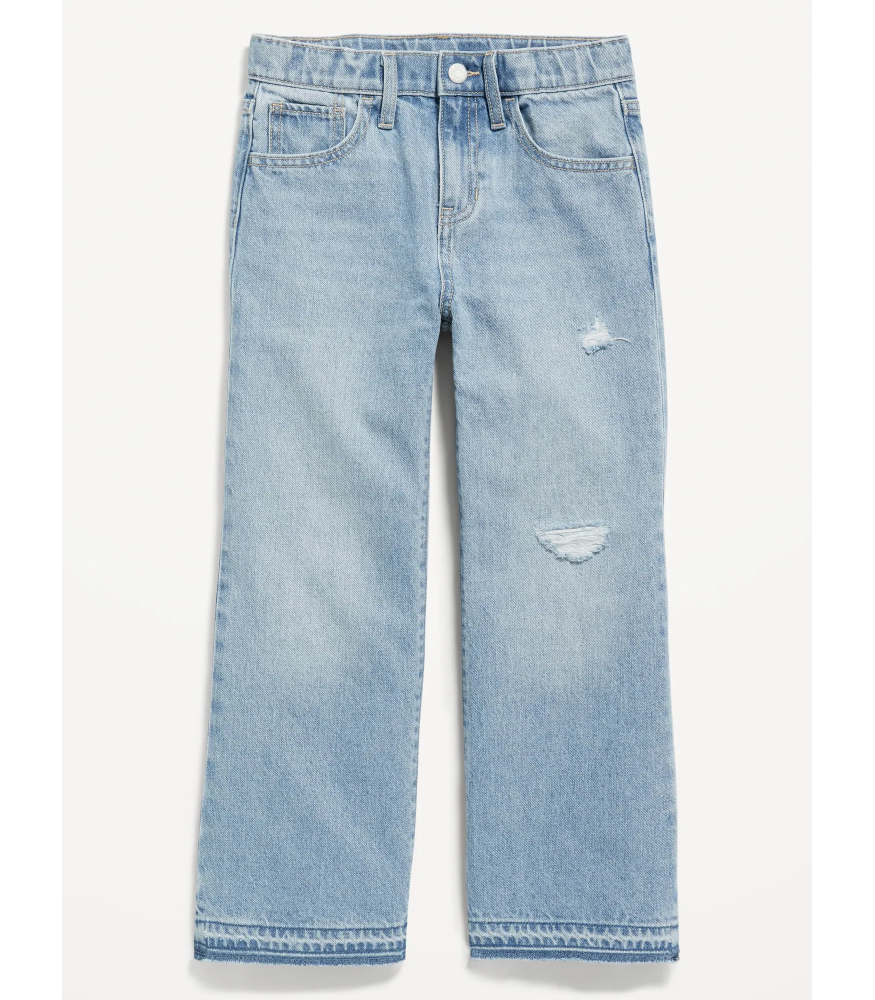 Old Navy Light Blue Baggy High Waisted Ripped Wide Leg Girls