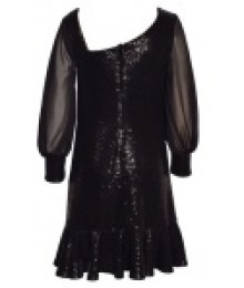 Bonnie Jean Black Shimmer Column With Bag Dress