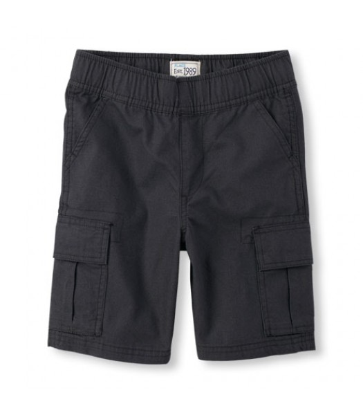 childrens place black washed boys husky cargo shorts