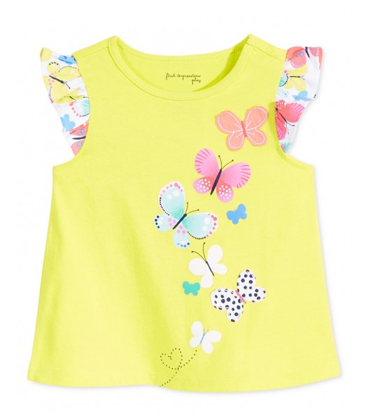 first impressions yellow butterfly fluter tee