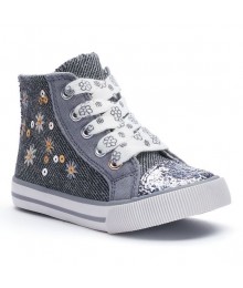 Jumping beans grey sequined hi-top lace girls sneakers