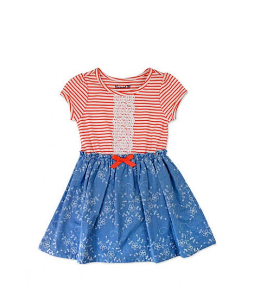 nanette pink/wht/blue embr tee top dress