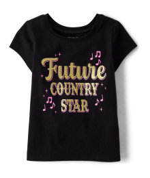 Childrens Place Black Future Country Star Graphic Tee