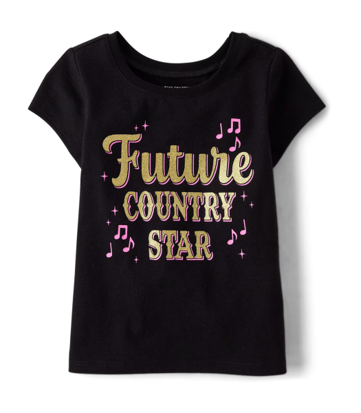 Childrens Place Black Future Country Star Graphic Tee