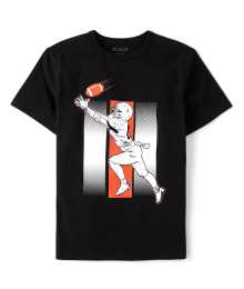 Childrens Place Black Glow Football Player Tee