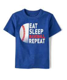Childrens Place Blue Eat Sleep Baseball Graphic Tee