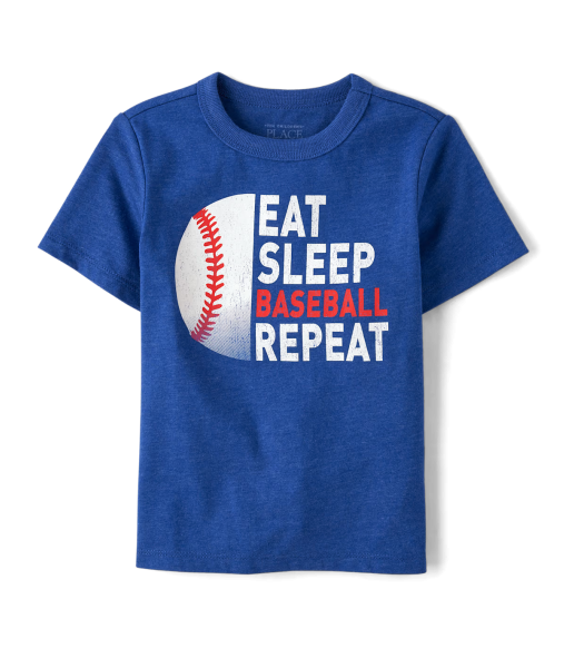 Childrens Place Blue Eat Sleep Baseball Graphic Tee