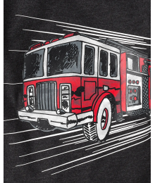Childrens Place Black Fire Truck Graphic Tee