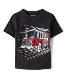 Childrens Place Black Fire Truck Graphic Tee