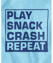 Childrens Place Blue Play Crash Snack Repeat Graphic Tee