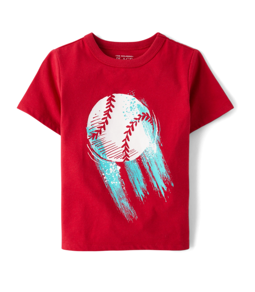 Childrens Place Classic Red Baseball Graphic Tee