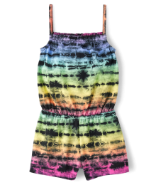 Childrens Place Blackrainbow Tie-Die Romper