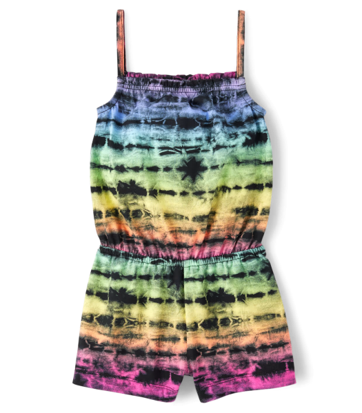 Childrens Place Blackrainbow Tie-Die Romper